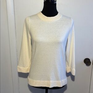 -Boden Cream Wool/Cotton Blend 3/4 length Sleeves Sweater Women’s Size Small